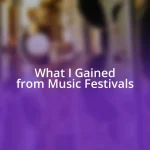 What I Gained from Music Festivals