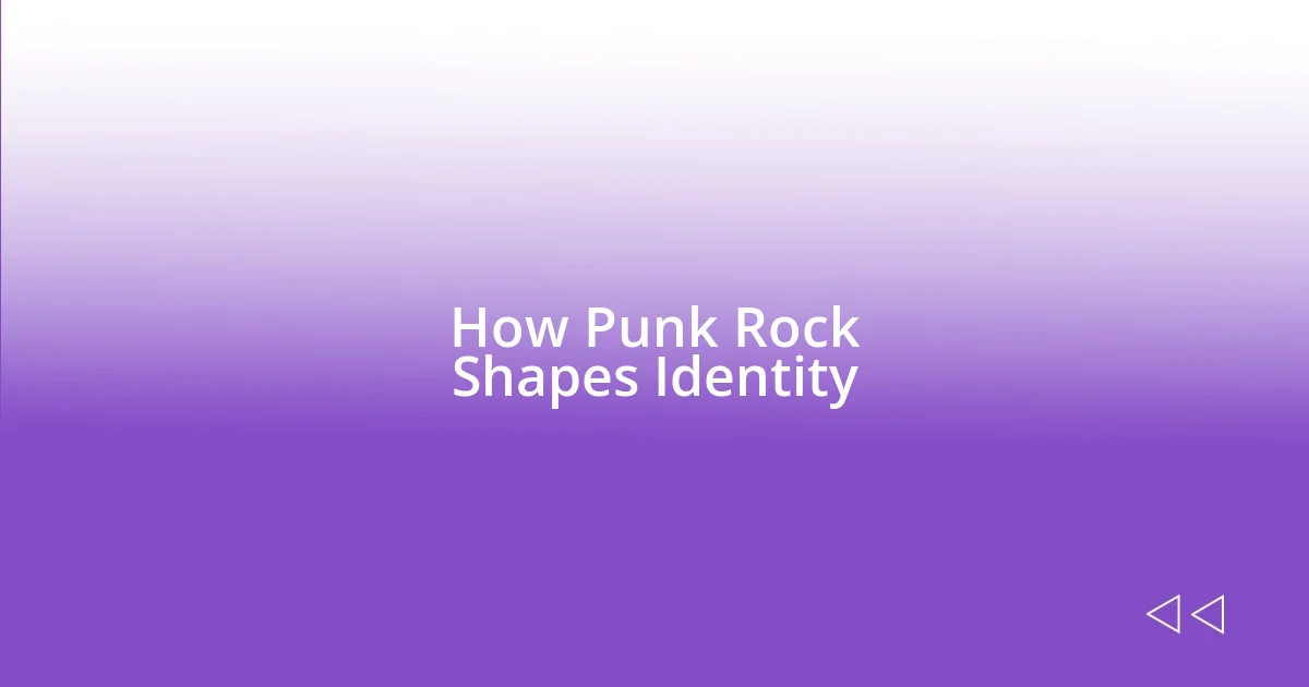 How Punk Rock Shapes Identity